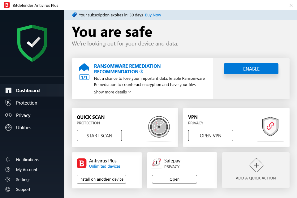 Bitdefender Dashboard